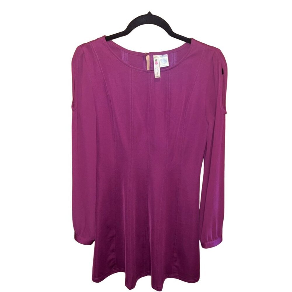 Alice Moon Women's Sheer Long Sleeve Burgundy Dress Large